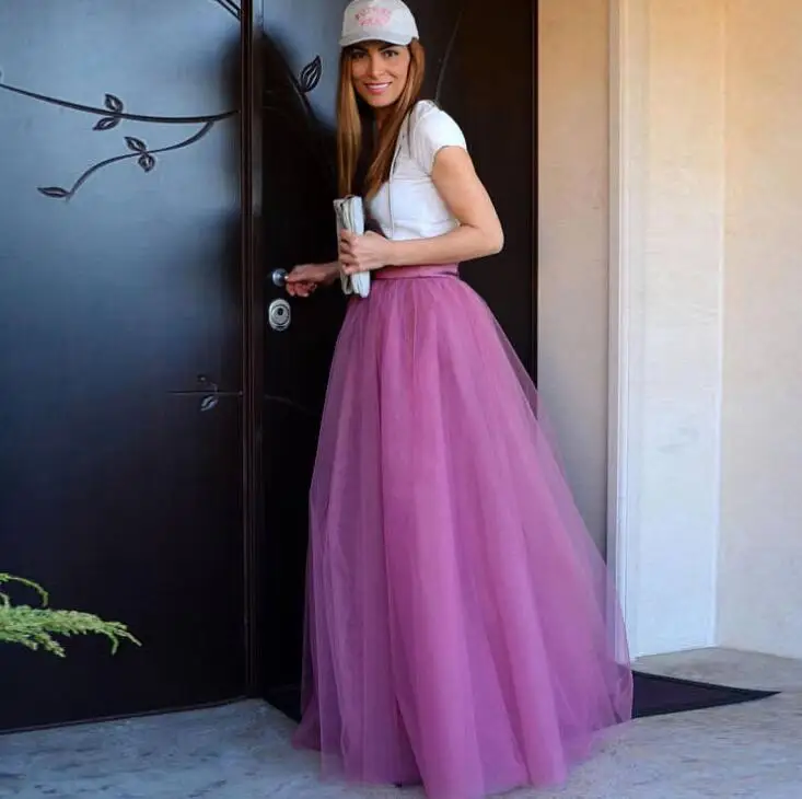 Пятислойная юбка пачка из тюля винтажная длинная Плиссированная Женская для