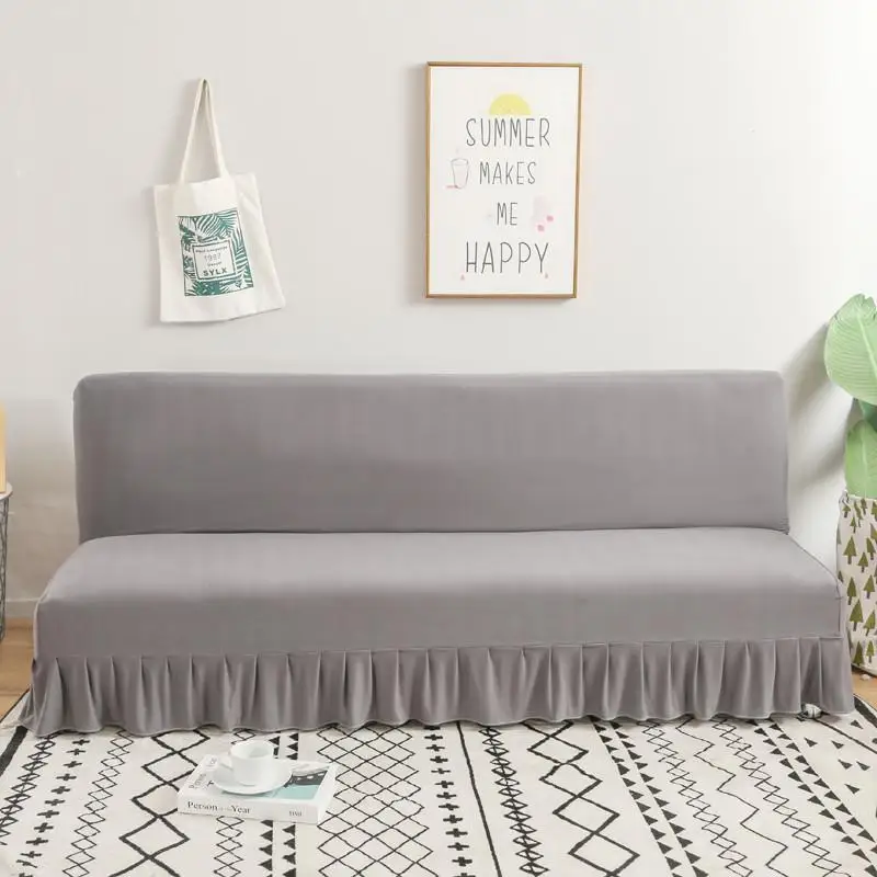 

Solid Color Series Sofa Cover With Skirt Edge For Folding Sofa Cover Without Armrest All-inclusive Elastic Slipcover Protector