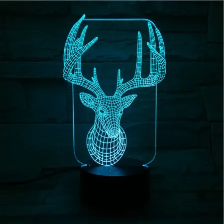 Рождественский олень Ночной светильник светодиодный сенсорный датчик RGB олень декоративная 3D лампа Детский комплект подарок Sika олень настольная лампа спальня Лось