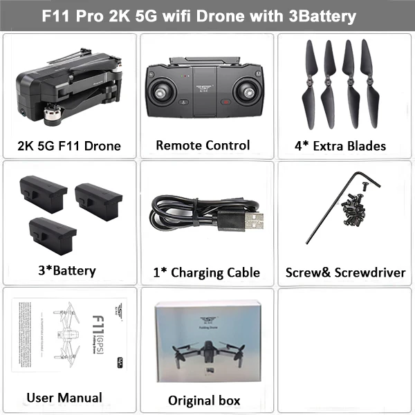 2K 3B BX SJRC F11 PRO gps Дрон с камерой 2K Дрон FPV 5G Wifi Квадрокоптер управление жестами бесщеточный 25 минут время полета складной Дрон - Цвет: 2K 3B BX
