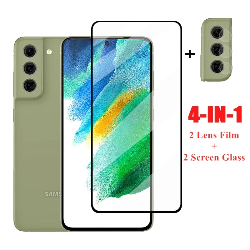 Protector de pantalla para Samsung Galaxy S21 FE, pel&iacute;cula de lente de vidrio templado para Samsung Galaxy S21 S20 FE, 2 uds.-0