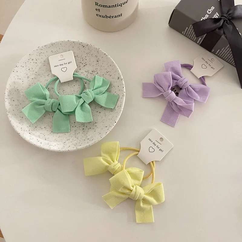 2 шт. милые корейские однотонные аксессуары для волос с бантом |