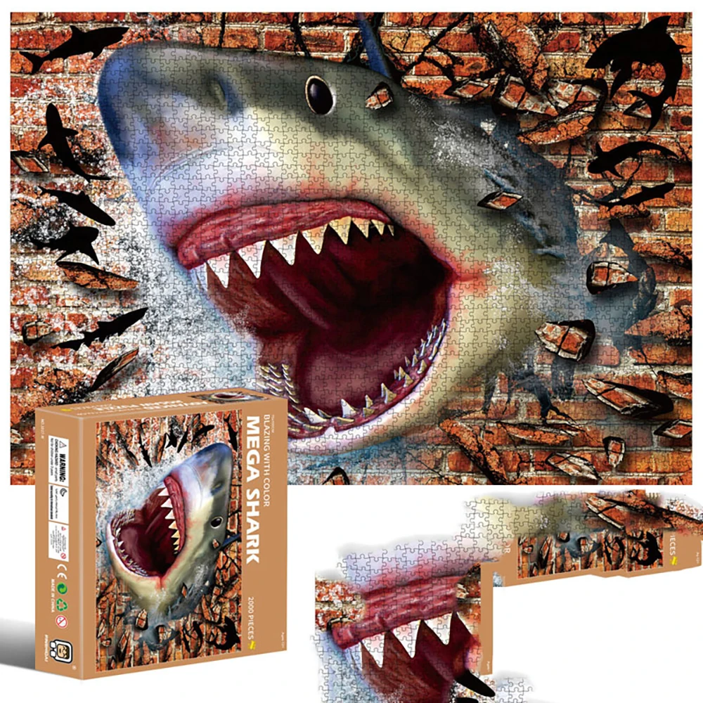 

New 2000 Piece Puzzle Difficult Large Animal 70x100cm Creative Decompression Interactive Toy Game Jigsaw Forest Shark Basketball