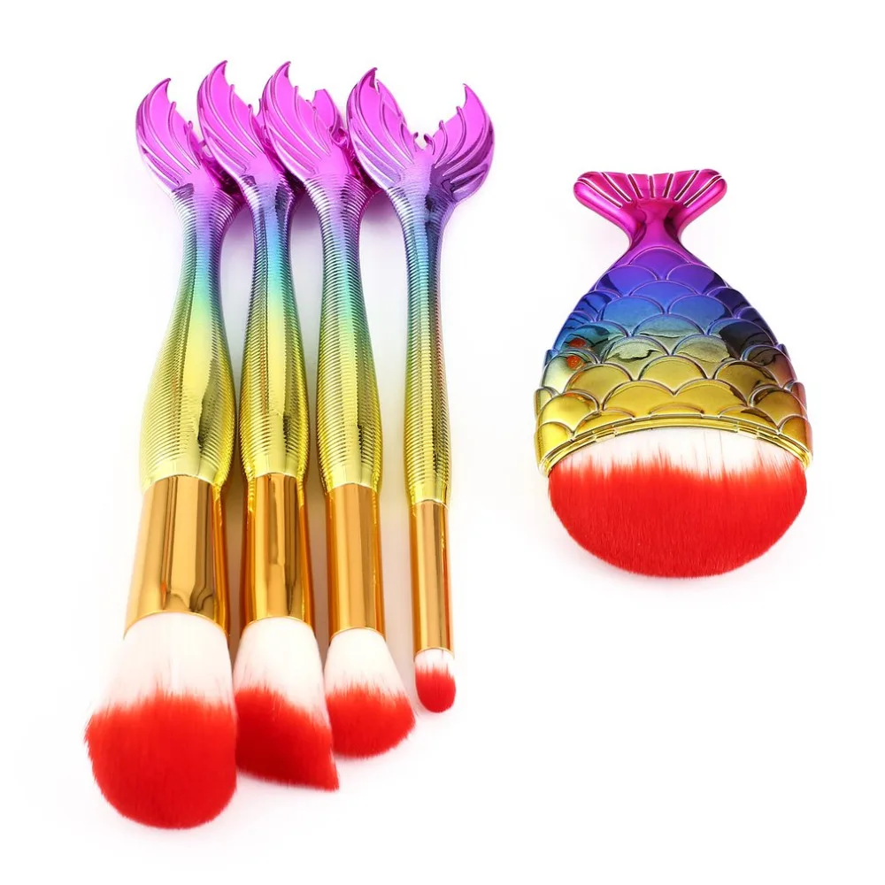 5 шт./компл. рыбий хвост красочные косметические кисти для лица набор макияжа