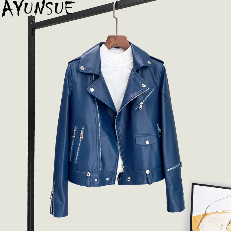 

Куртка AYUNSUE женская из 100% натуральной кожи, весна-осень 2021, мотоциклетное пальто из овчины, женская одежда 4xl, Chaqueta Cuero Mujer