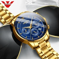 nibosi gold mens watches top brand luxury sport quartz dress clock waterproof military blue wrist watch men relogio masculino