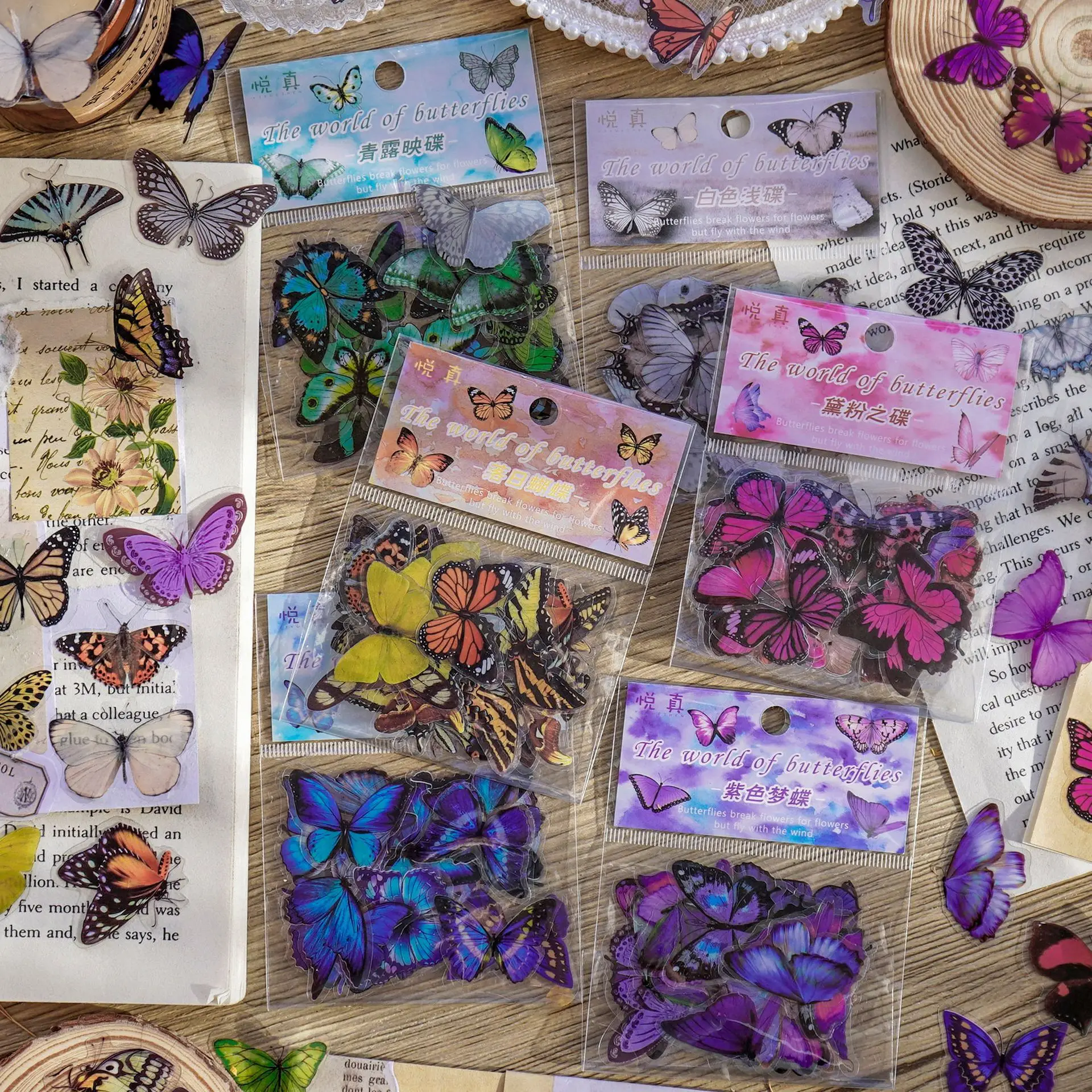 

40pcs Color butterfly garden Decorative Waterproof Stickers Scrapbooking Label Diary Stationery Album Phone Journal Planner