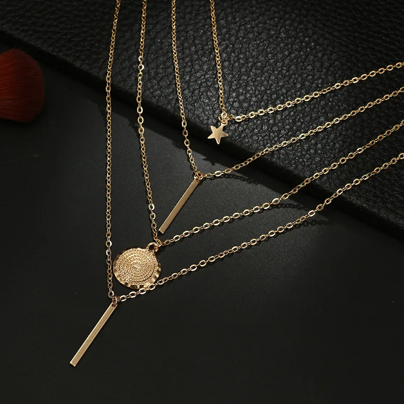 

New Fashion Multi-layer Necklace Five-pointed Star Pendant Necklace Bohemian Long Necklace For Women Personality Jewelry