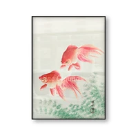 two veil goldfish japanese art vintage poster asian famous painting canvas print animal wall art room decoration picture decor