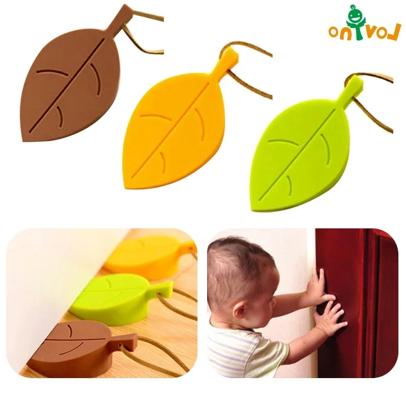 

Hot Cute Autumn Leaf Style Home Decor Finger Safety Protection Wedge Kid Baby Safe Doorways Gates Silicone Rubber Door Stopper