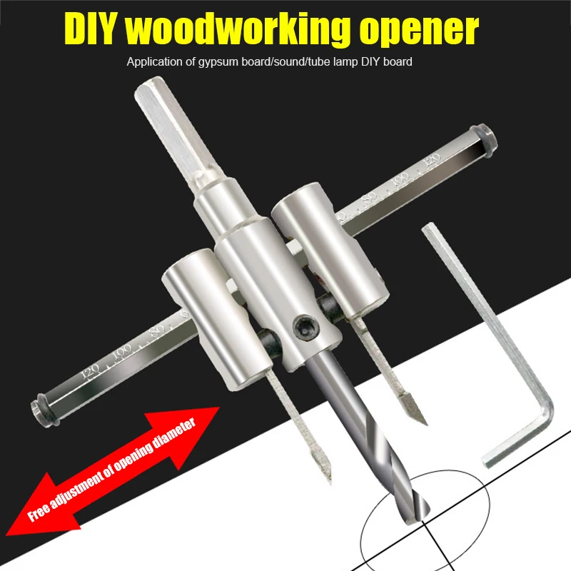 

Adjustable Drill Bit Woodworking Hole Opener Metal Wood Circle Hole Saw Drill Bit Cutter Woodworking Hole Opener-30