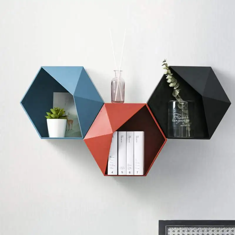 NordicStyle Hexagonal Wall Shelves Geometric Floating Shelf Storage Box Home Decoration | Дом и сад