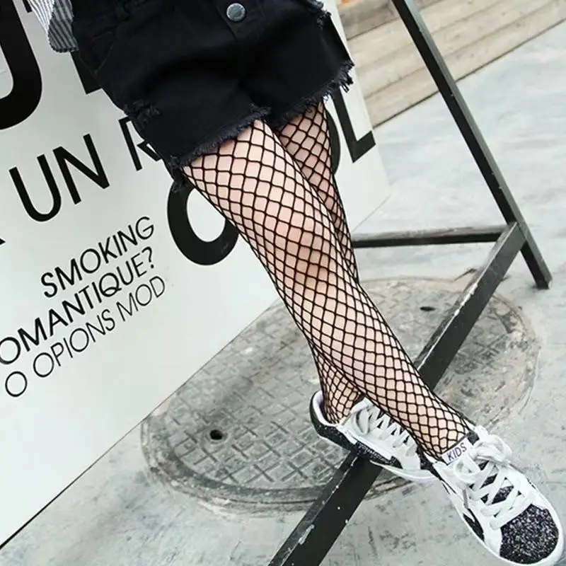 Модная одежда для девочек чулки в сетку Детские ажурные сетки черные колготки