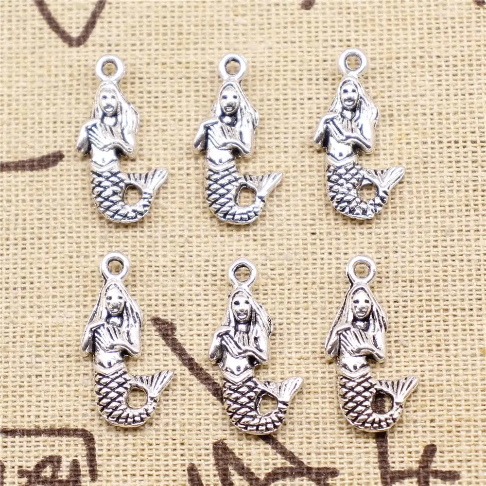 

Jewelry Making Charms 10pcs 22x12mm Antique Silver Color Mermaid Charms