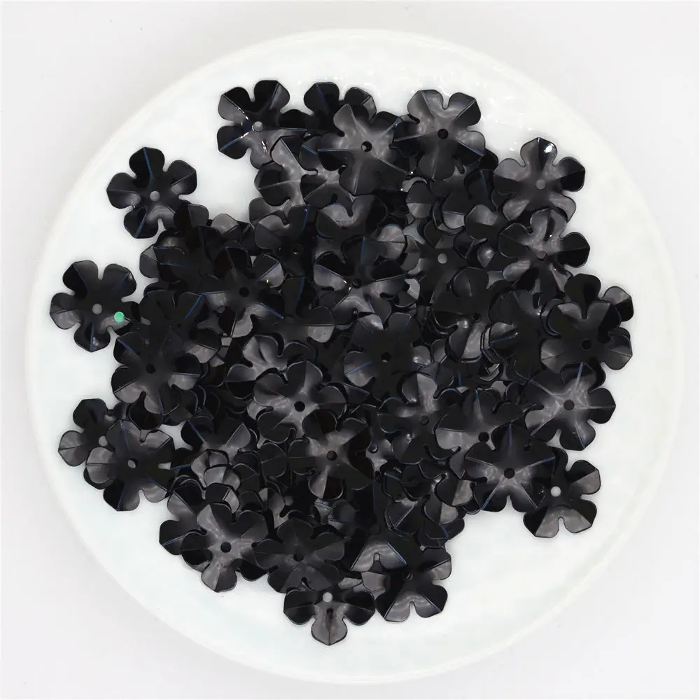 200 шт./пакет 14 мм белый 3D пяти лепестков цветов тесьма с пайетками для шитья