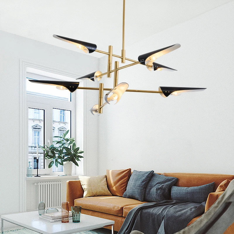 

Nordic Creative aircraft pendant light living room decoration Europe bird wing black white pendant lamp for dining room bar
