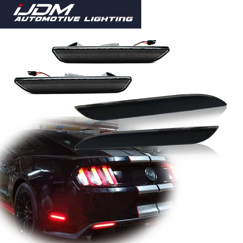 IJDMสำหรับ 2015-2017 Ford Mustang LEDสีแดงด้านหลังMarkerไฟสะท้อนไฟไฟท้าย/เบรคไฟหมอกโคมไฟ 12V
