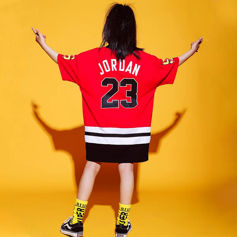 

2020 New Summer Short-Sleeved Loose Tops Jazz Dance Costume Girls Boys Korean Hip Hop Street Dance Clothes 110-170CM DWY3522