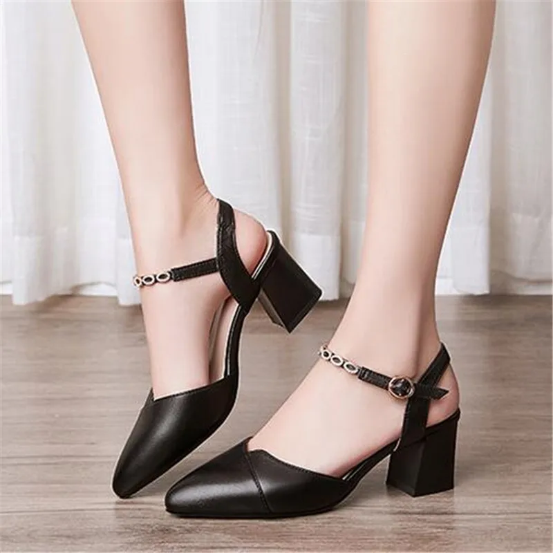 

Hot New Women Genuine Leather Sandals Pointed High Heel Sandals Summer Fashion Sandals Comfort Charm Elegant Temperament Sandals