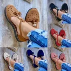 Босоножки женские на плоской подошве, повседневные однотонные туфли с застежкой на толстой подошве, сандалии, лето 2021