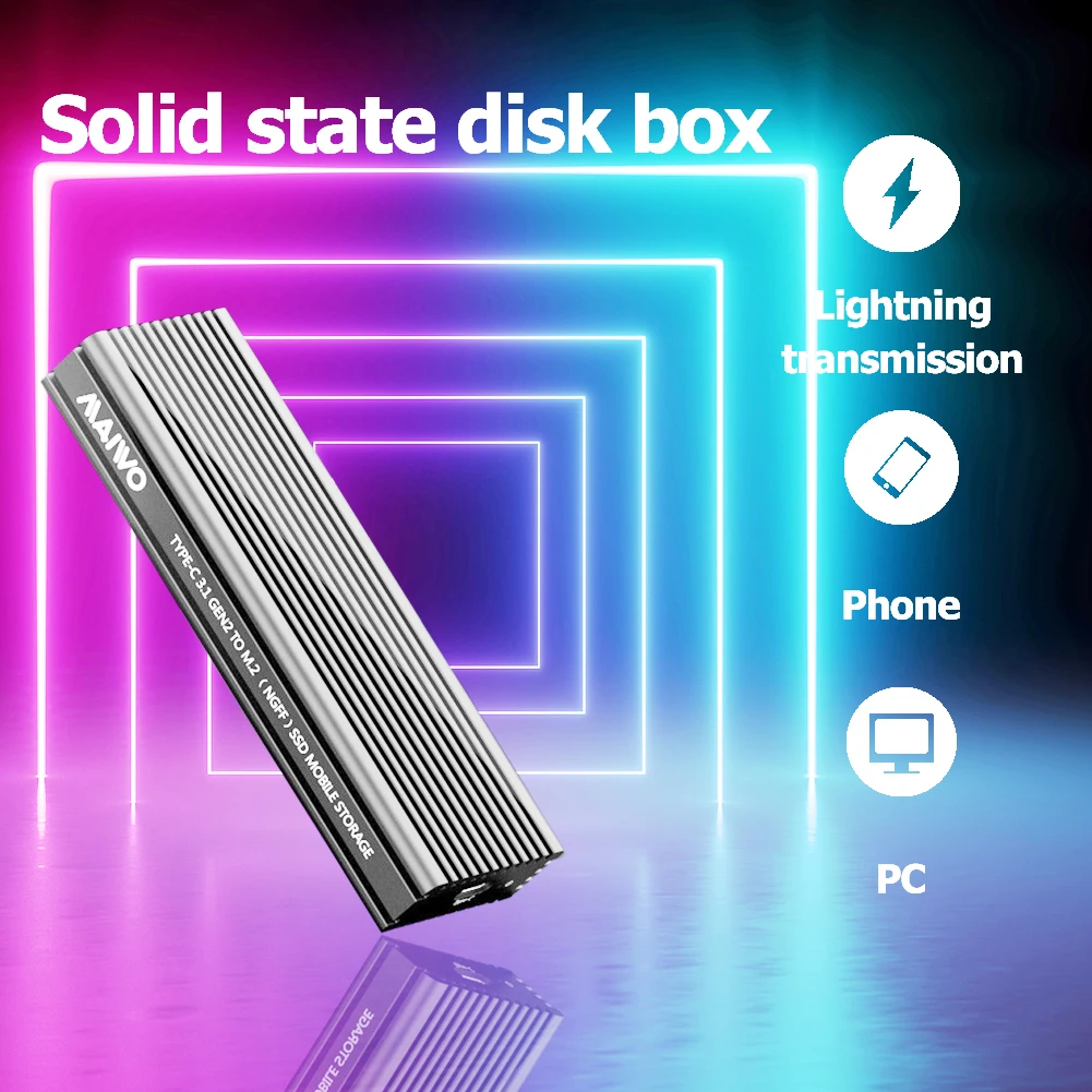 

MAIWO K1687P2 10Gbps M.2 NVMe SSD Enclosure USB 3.1 Gen 2 Type C to NGFF SATA PCI-e SSD Case for 2230 2242 2260 2280 Support 2TB