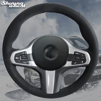 black suede car steering wheel cover for bmw g30 525i 530i 530d m550i m550d 2017 2018 g32 630i 640i m