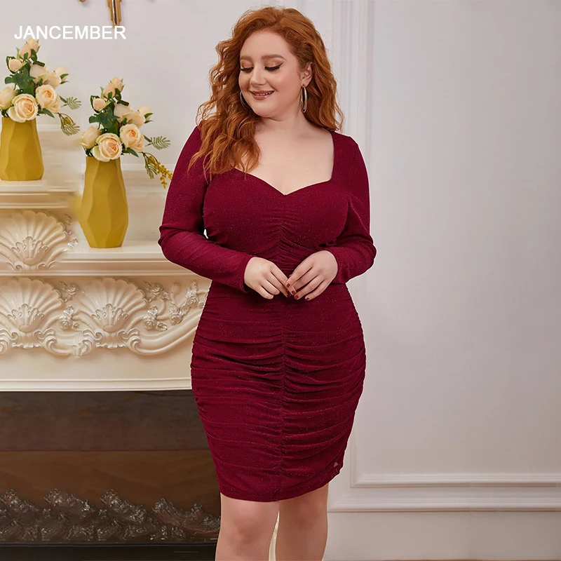 

EP14 L-6XL Plus Size Dress Office Lady Plus Size Casual Loose Red Fashion Dress Vestidos Women vestidos de gala mujer