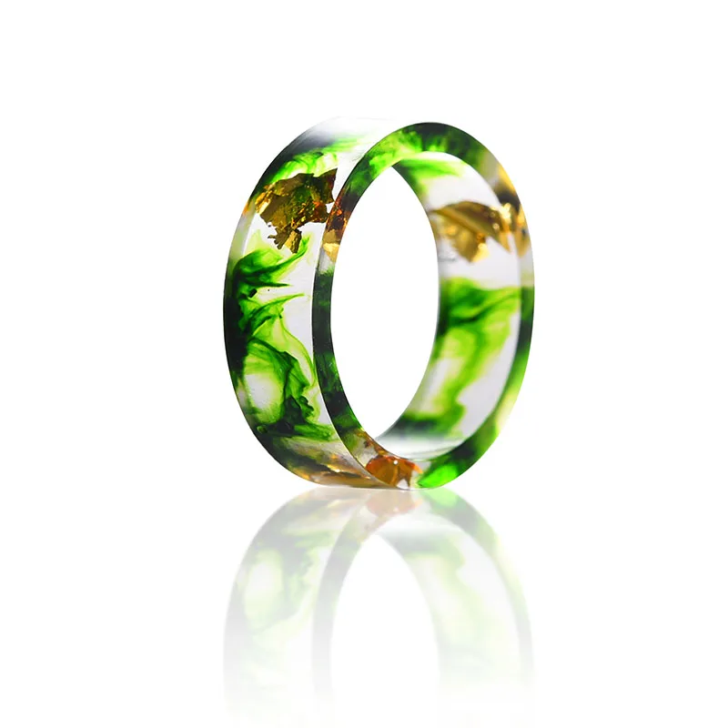 Кольцо ручной работы из смолы ювелирные изделия с золотой фольгой внутри бумаги