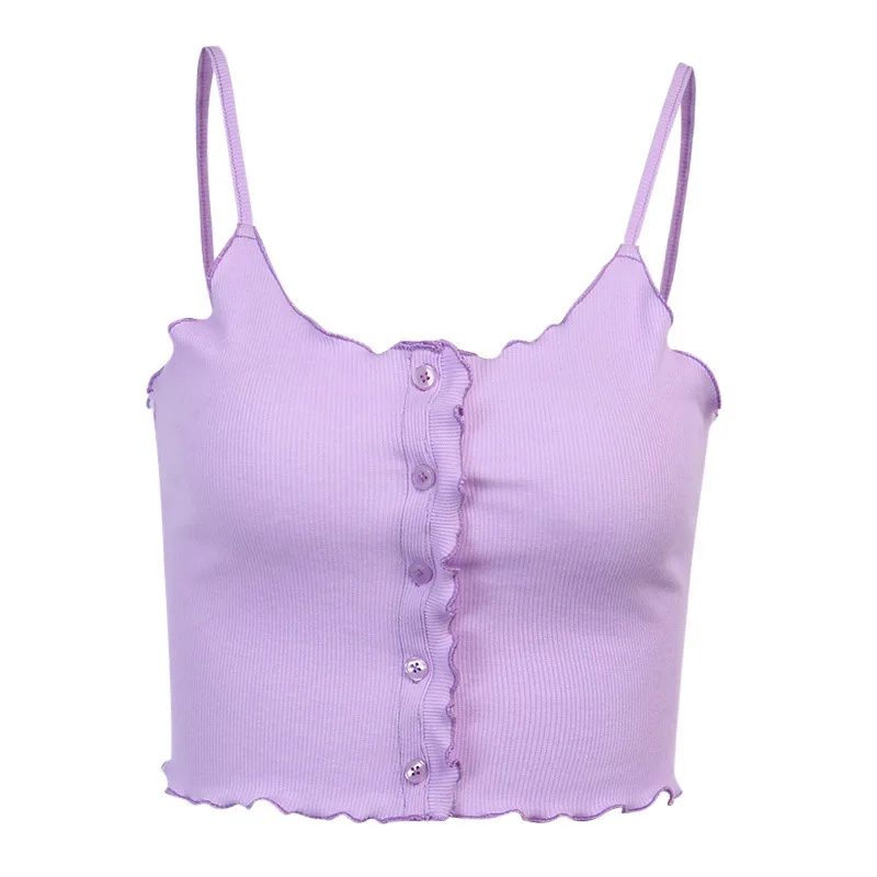 

Summer new solid color slim top women's 21059p irregular edge white sling