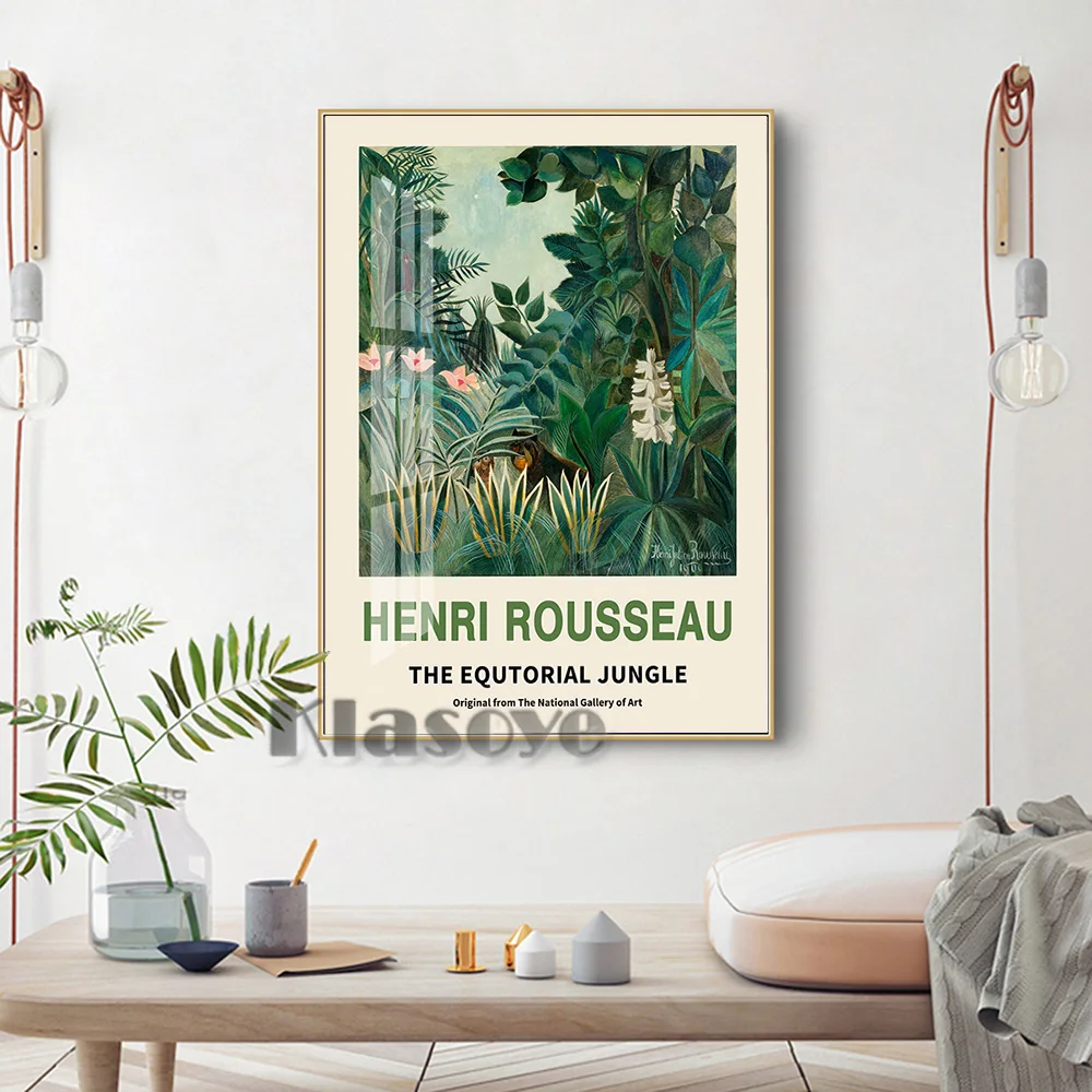 

Henri Rousseau Exotic Forest Landscape Exhibition Museum Poster The Equatorial Jungle Prints Canvas Painting Gallery Wall Decor