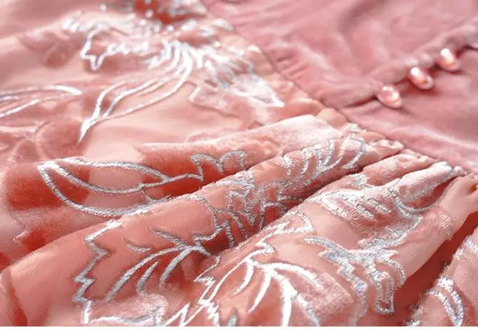 

2020 Autumn Womans Clothes , Female Loose Full Sleeve Dobby Velvet Flower Long Dress , Korean 4xl Velour Dresses for Women