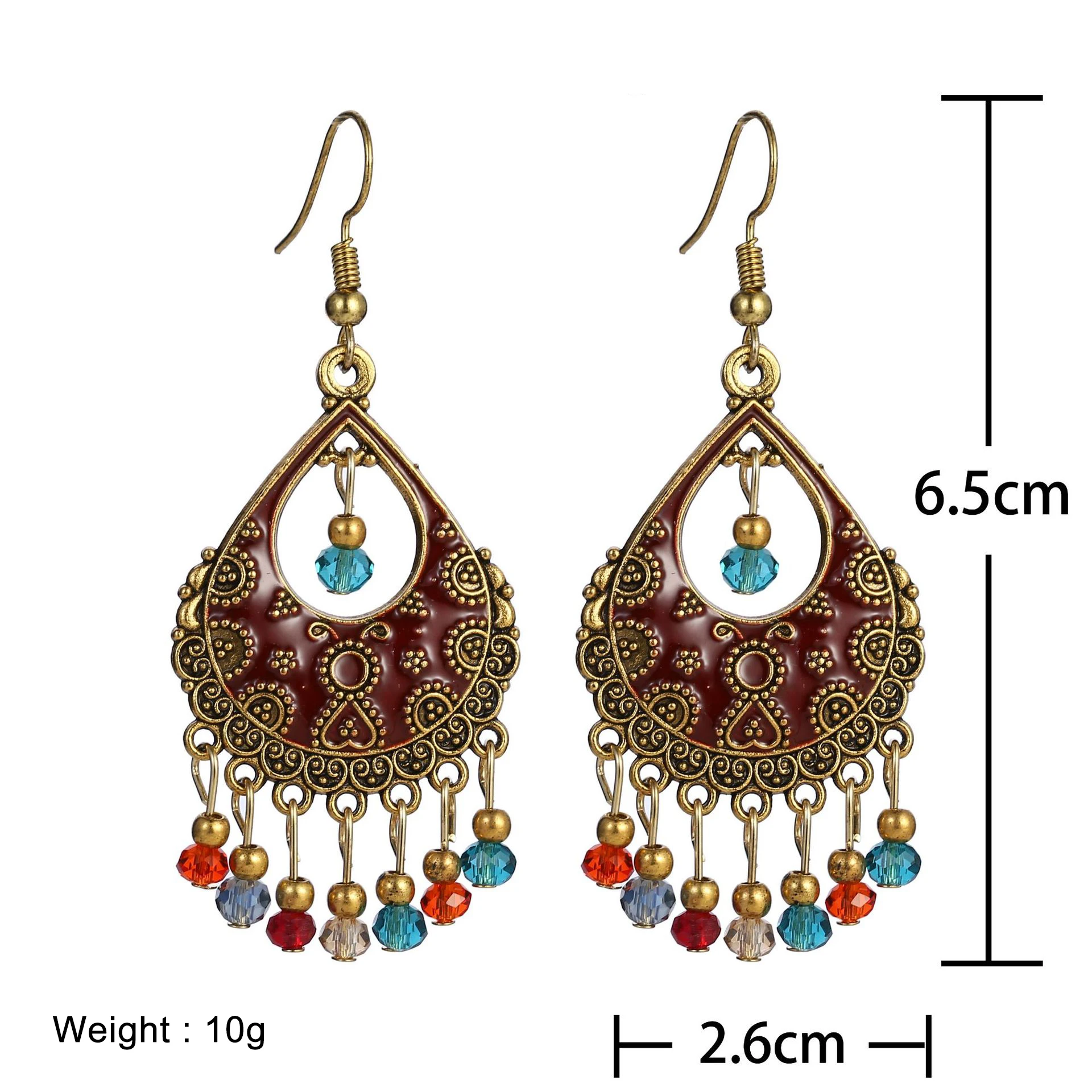 Женские серьги-подвески из медного сплава с маленькими бусинами в богемном стиле