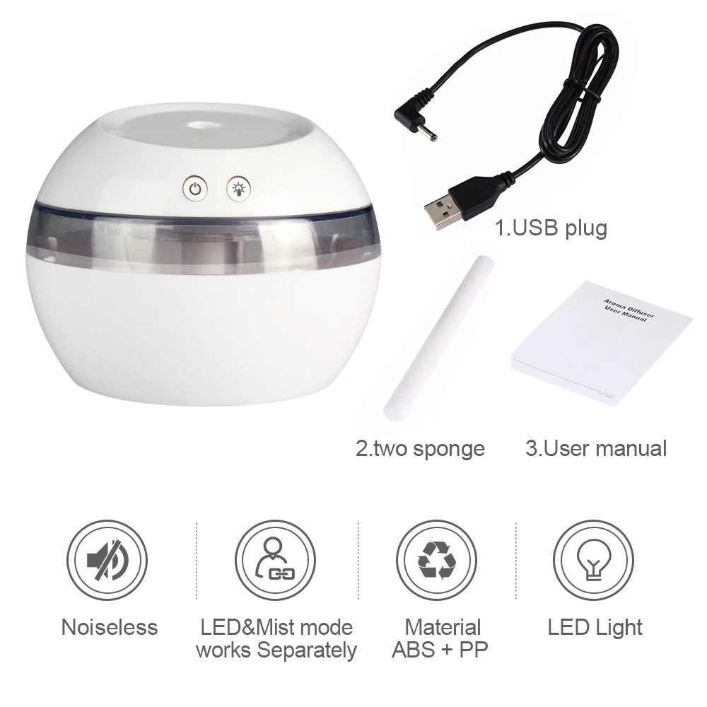 

300ml Ultrasonic Aromatherapy USB Diffuser Cool Mist Humidifier for Home Office