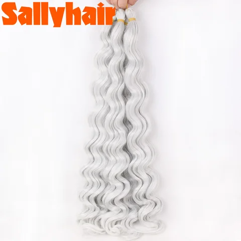 Sallyhair синтетические волнистые кудрявые удлинители волос для плетения, волнистые волосы для плетения крючком, черные, фиолетовые, серые, 80г/упак.