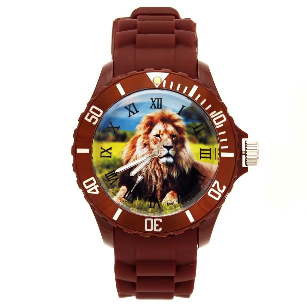 

Lion Tawny Mane African Lions Animal Pattern Ladies Watches Fashion Jewelry Silicone Band Casual Sport Wrist Watch for Men Women