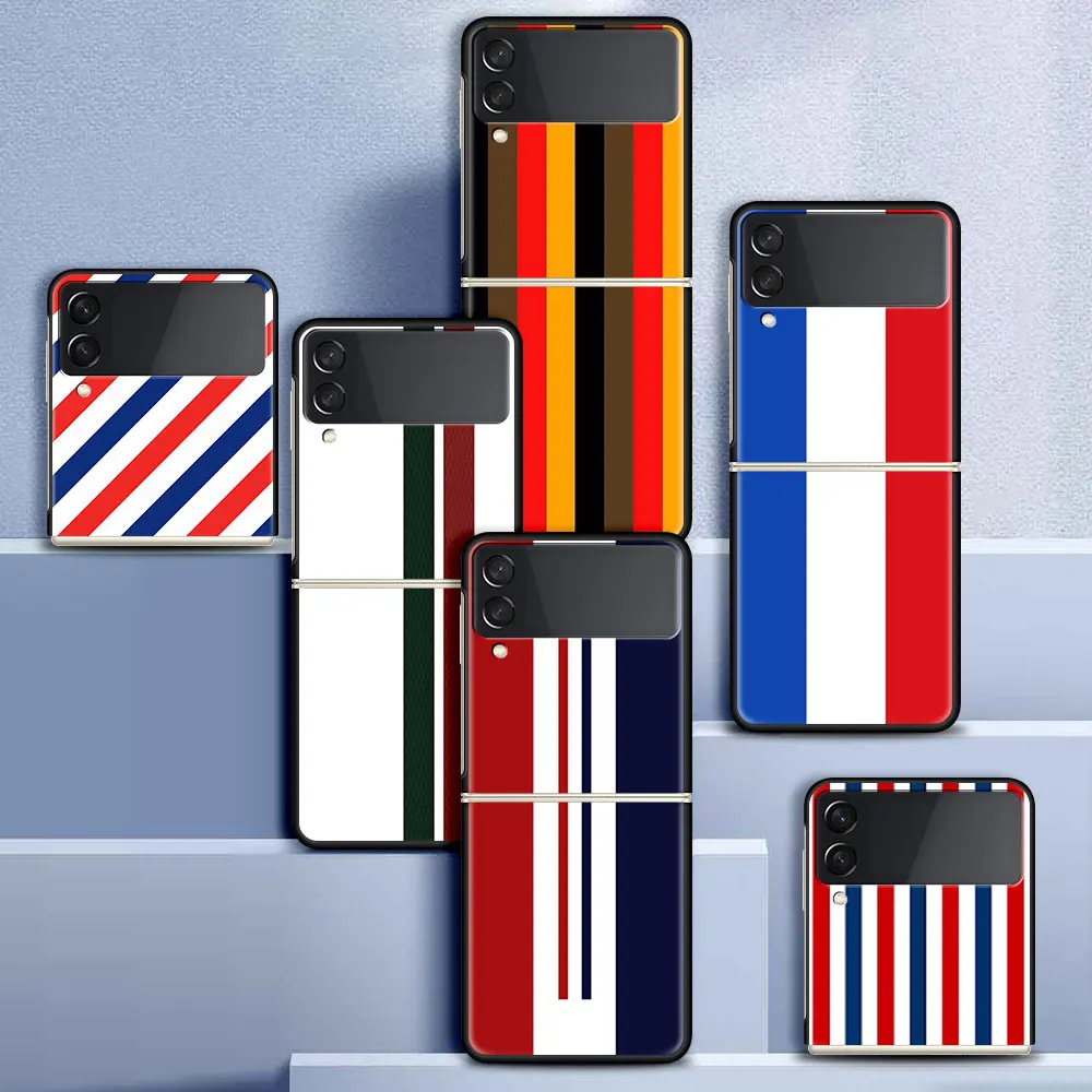 

Case For Samsung Galaxy Z Flip 3 5G Funda ZFlip3 Luxury Black PC Hard Shockproof Back Phone Coque Shell Luxury Line