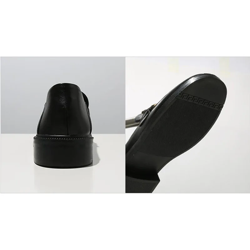 

2021 Women's Shoes Classic First Layer Cowhide Daily Commuter Gold Metal Decorative Sleeve Casual Peas Shoes