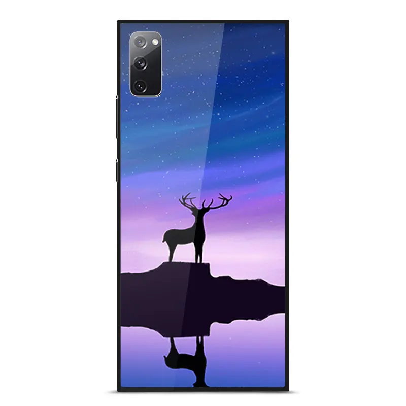 

For Samsung S20 FE Case Mirror Painted pattern Scratch Proof Tempered glass shockproof Back Cover For Samsung S20 FE Phone Cases
