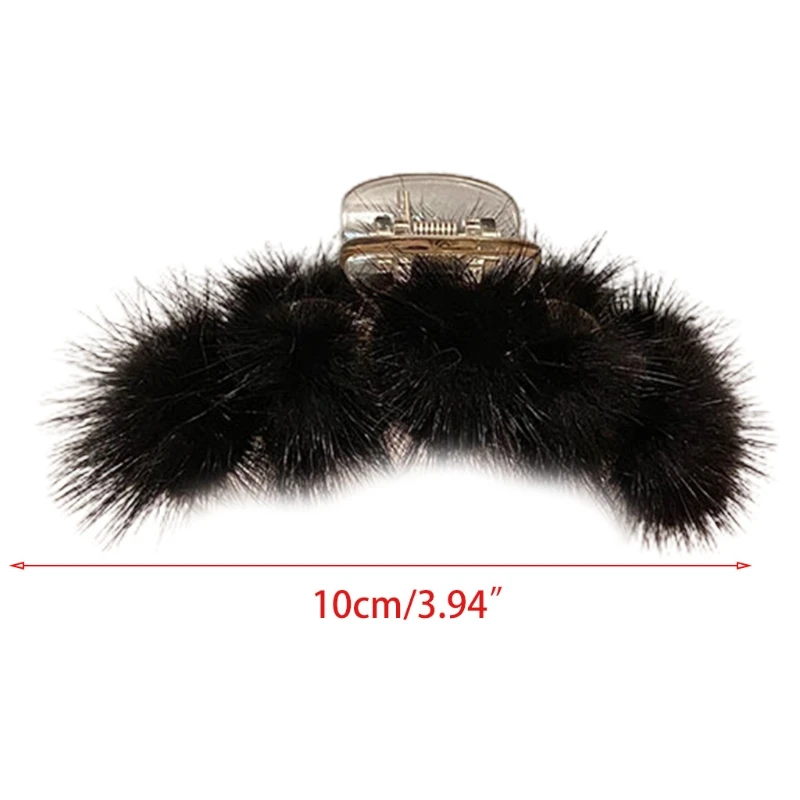 

Furry Plush Ball Hair Claw Women Girl Elegant Non Slip Jaw Clips Ponytail Holder