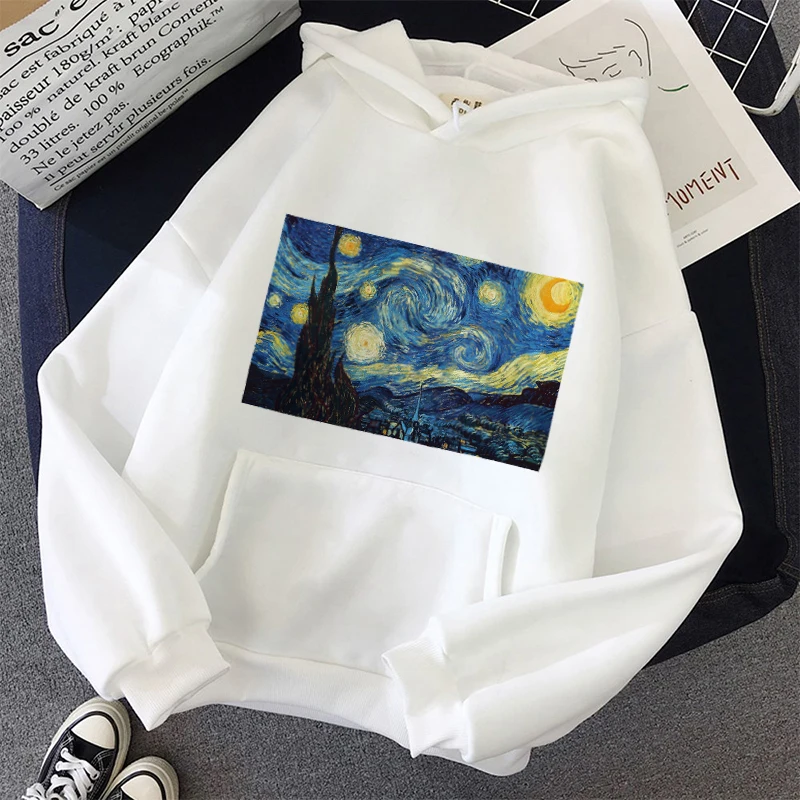 Vintage Art Van Gogh Printing Hoodies Sweatshirts Women Winter Plus Size Sweatshirt Hoodie Loose Jumper O-neck Jacket Pullovers