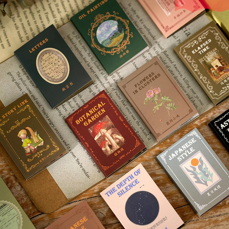 

2Pcs 50Sheets/book Memo Pad Retro Plant Oil Painting Sticky Notes Translucent DIY Decorat For Office School Stationary Supplies