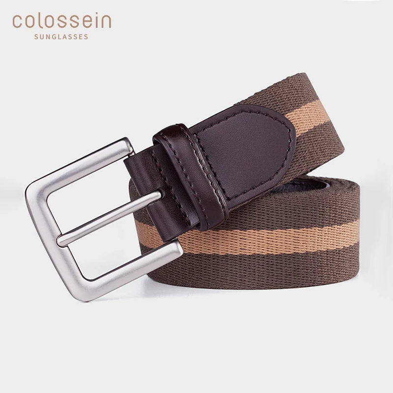 Мужской повседневный ремень COLOSSEIN плетеный тканевый эластичный нейлоновый