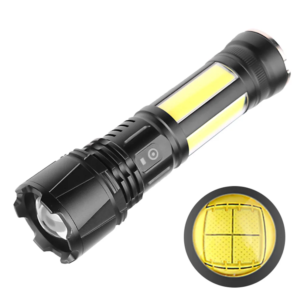 저렴한 P90 줌이 가능한 손전등 USB 충전 LED 작업 조명 COB 토치 비상 조명 야외 캠핑 램프 자석 수리 라이트 랜턴