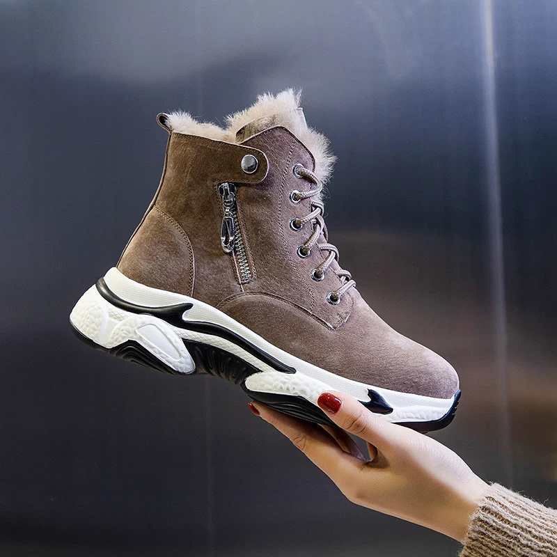 

Women Winter Snow Boots New Fashion Style High-Top Shoes Casual Woman Waterproof Warm Genuine Leather Woman Female High Quality