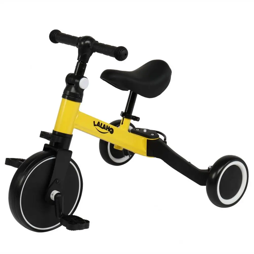

4-in-1 Baby Tricycle Stroller Kids Carbon Steel Pedal Trike Two Wheel Balance Bike Scooter Trolley Adjustable For 2-6 Years Old