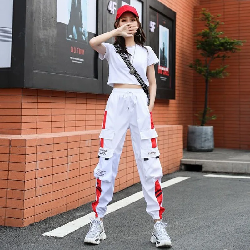 

Womens Fashion New Cargo Pants Autumn Black Drawstring Ankle-Length Pants Women Casual Streetwear Joggers Trousers Sweatpants