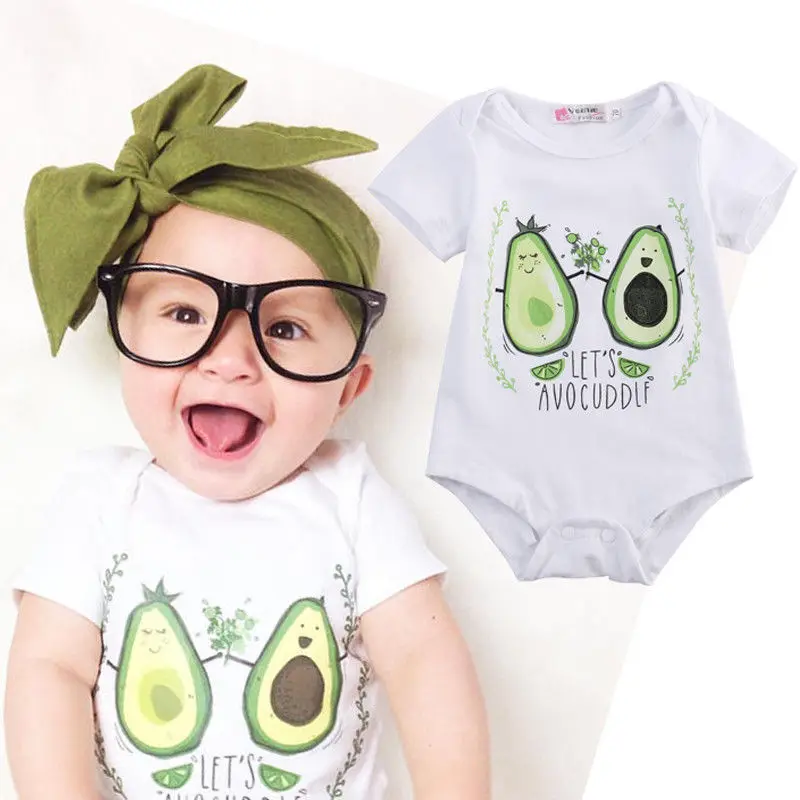 Let's Avocado Printed Bodysuits for Baby Girl Short sleeve Jumpsuits | Детская одежда и обувь