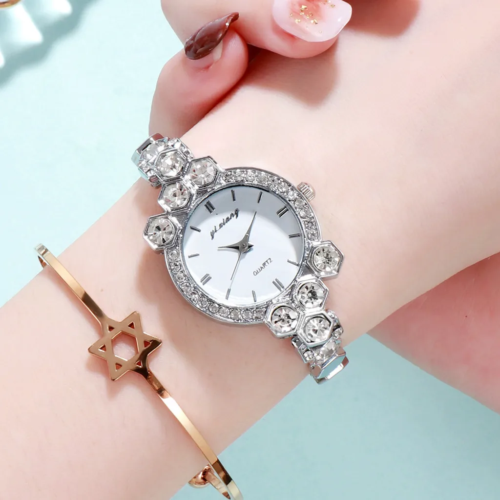

Women's Watches Dial Inlaid With Diamond Stainless Steel Wristwatch For Women's Quartz Watch Femmes Bracelet reloj mujer A80