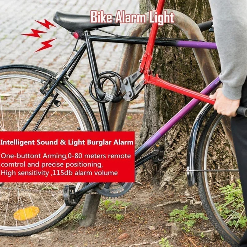 

ANTUSI Bike Alarm Tail Light USB Rechargeable Ultra Bright Rear Bike Lights,Smart Brake Sensing Anti Theft Bicycle Alarm