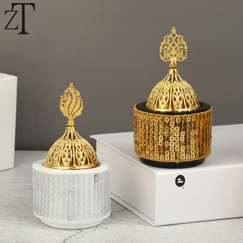 

Metal Sequin section Incense Burner Resin Incense Container Aroma Diffuser Automobile incense utensils decor Censer Craft Gifts